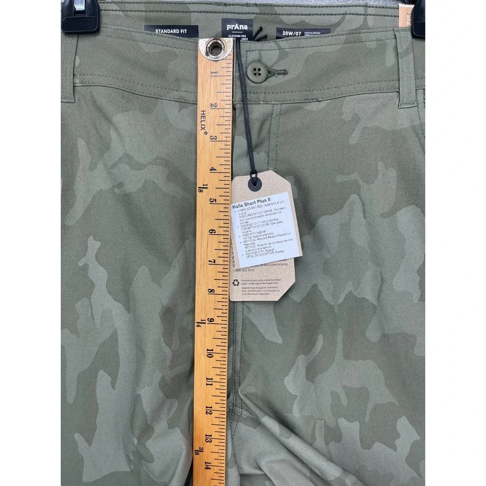 NWT prAna Women's Halle Short Plus II Size 20/07‎ Green Camo MSRP $69